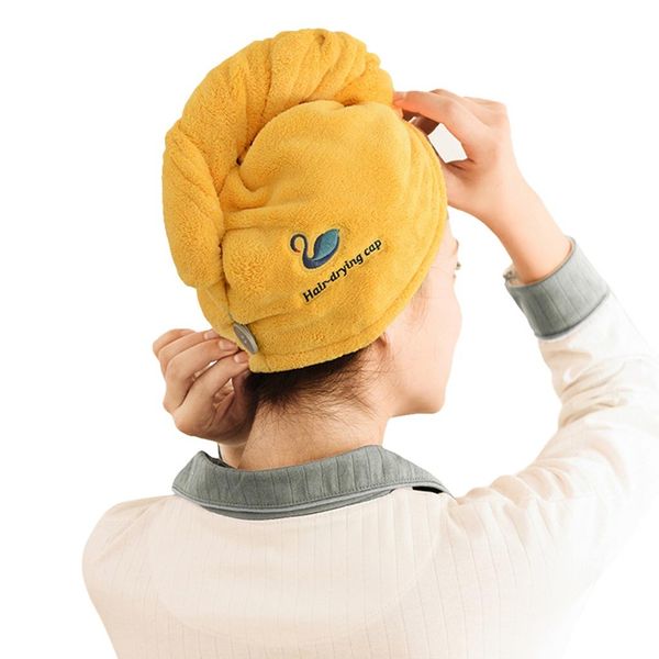 

coral velvet thickening to increase soft absorbent shower cap dry hair towel women hair cap quick drying hat
