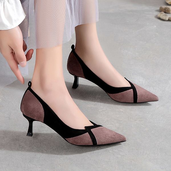 

plus size 35-43 women dress shoes patchwork pumps pointed toe party shoes woman fashion pumps low heels boat shoe ladies 7895n y200702, Black