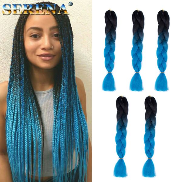 Acheter Ombre Gris Jumbo Tresse Cheveux Synthétique Deux Tons Couleur Des Cheveux Noir Brun De 767 Du Serenahair Dhgatecom