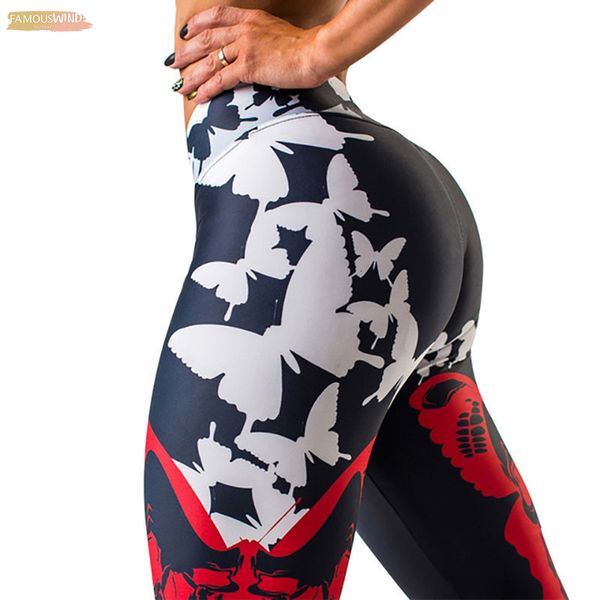 

high waist push up sporting butterfly print leggings women leggings and fitness leggins mujer s-l, Black
