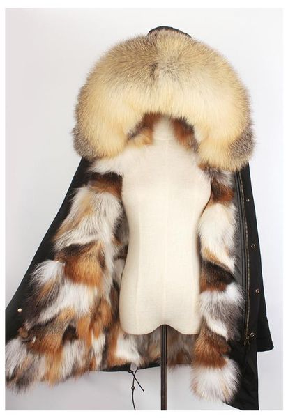 

ckmorls imported fur real ветровки пальто зимы сгущает с капюшоном меховая подкладка куртки 2019 new long outwear куртка манто фам, Black