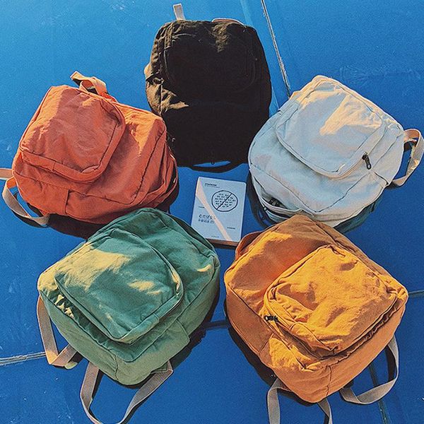 

fashion women bags canvas travel bag korean backpack women high capacity solid color backpack student zipper school bag
