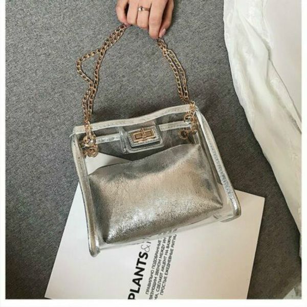 

2019 new women bag fashion holographic bag clear transparent mini tote hologram handbag lovely purse charm waterproof beach