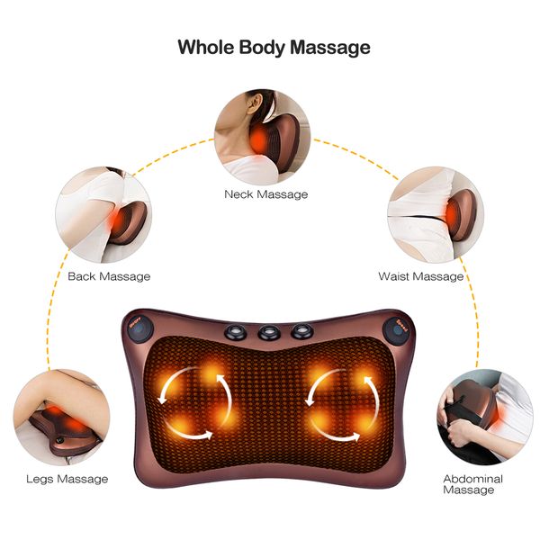

electric infrared neck massage pillow shiatsu cushion massager neck back waist body heating kneading massage pillow