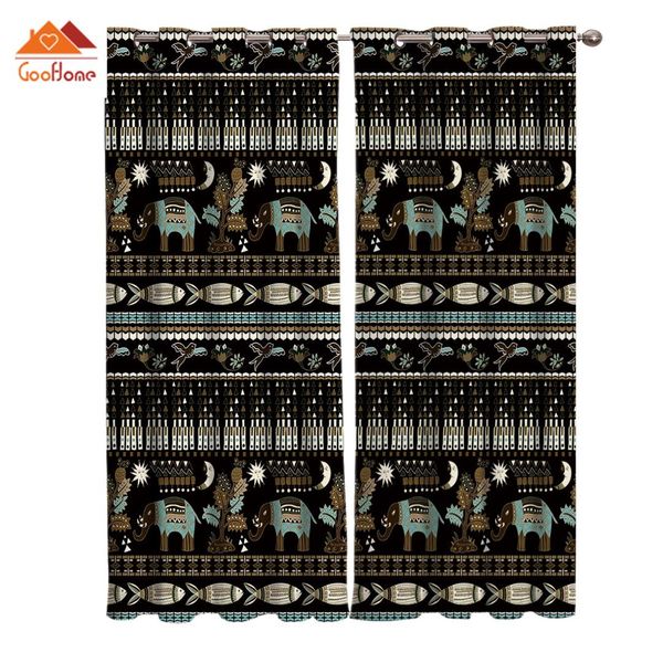 

ethnic patterns elephant geometric check window curtains living room outdoor fabric drapes curtain home decor