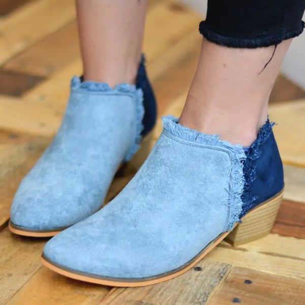 

2019 autumn ankle boots square heel slip on women female high heels single shoes casual ladies boots botas mujer plus size 35-43, Black