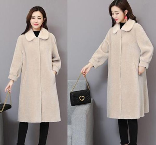 

casual womens overcoat real lamb fur outwear parka jacket warm winter coat size, Tan;black