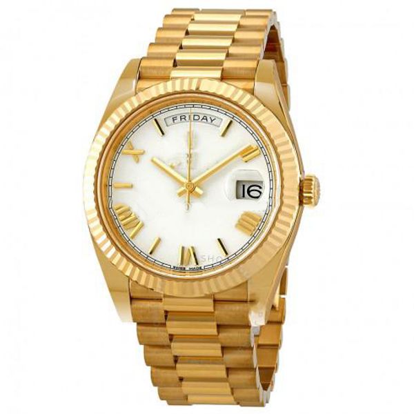 

new arrival 9 types 41mm black dial automatic glide smooth second hand 18k yellow gold watch scratch resistant sapphire crystal wholesale, Slivery;brown