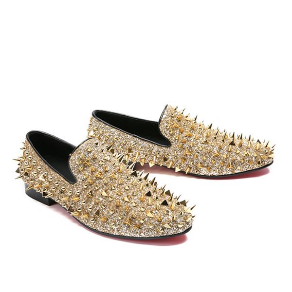 gold spike dress shoes