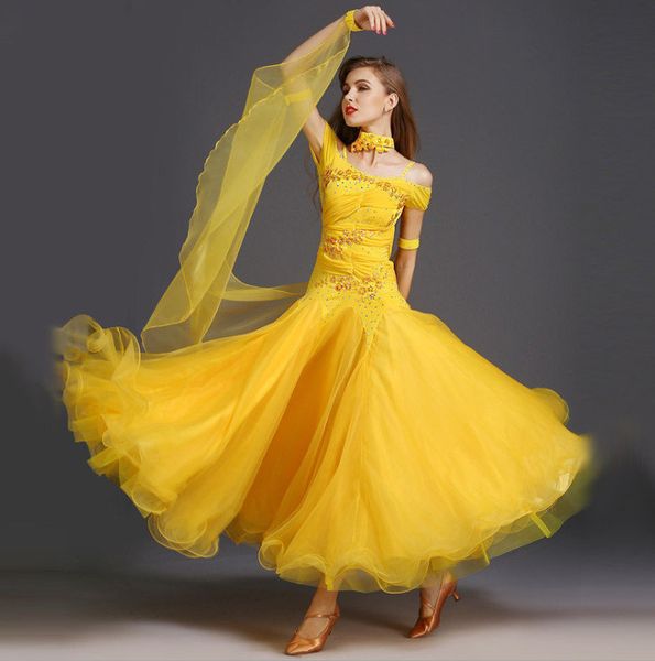 

exquisite luxury rhinethone ballroom dance dresses standard ballroom dancing clothes competition standard dance dress waltz, Black;red