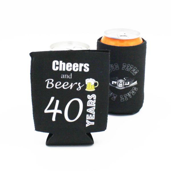 

50 pieces foldable beer can cooler sleeve wedding party decoration custom your logo bottle cozy beer can holder gift