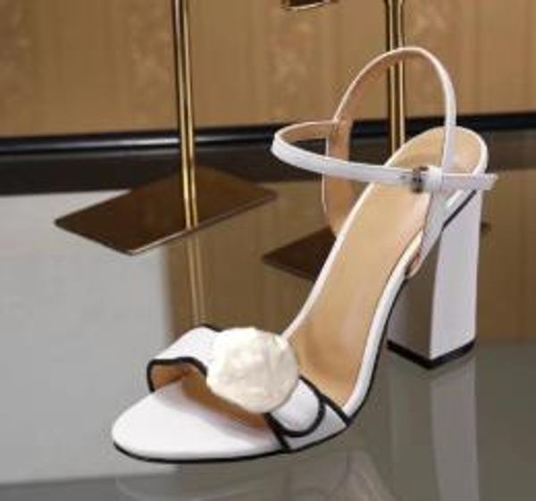 

classic sandals lady summer 2019 designer's sandals metal buckle real leather ladies high-heeled women's shoes 10cm max size 42, Black