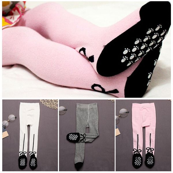 

kids girls bow anti-slip soft cotton warm tights stockings foot protection pantyhose stockings baby tights for girls sale, Blue