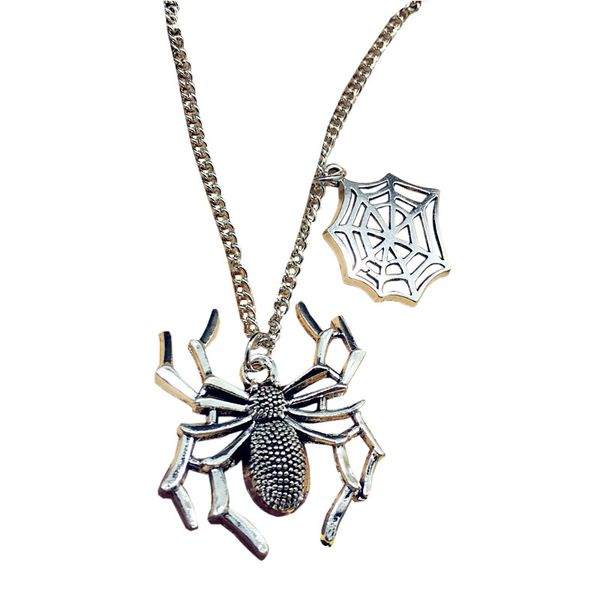 

ancient silver spider spider web charm pendant necklaces fashion creative designer necklaces couple jewelry friend halloween gifts