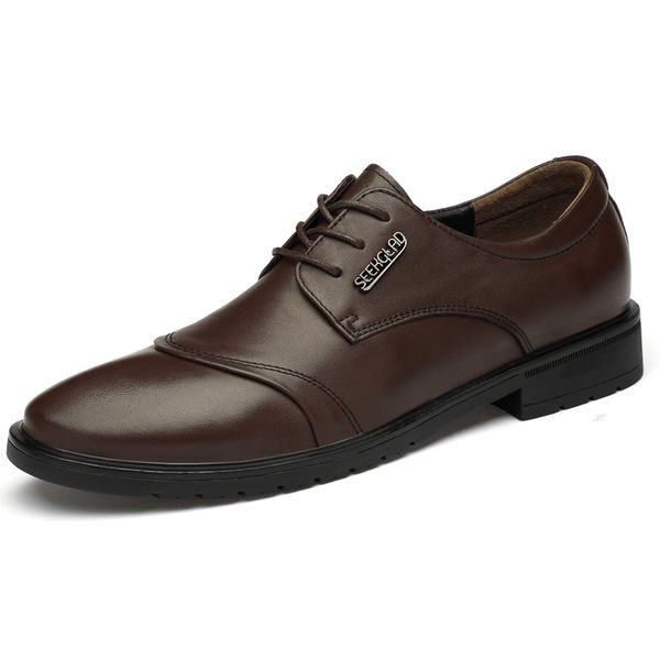 

casual shoes men genuine leather business dress shoes cow leather office, Black