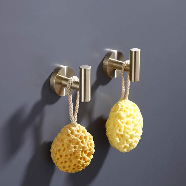 

bathroom towel hook bathroom kitchen hook no wall mount 304 stainless steel brushed gold 2 pack