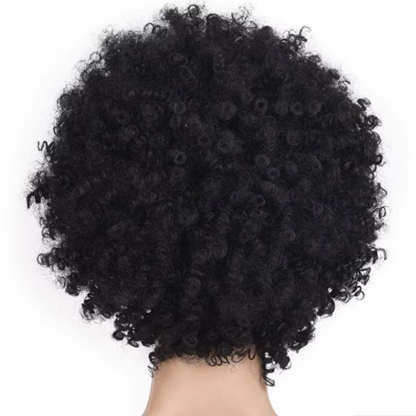 

european and american african wigs explosive head female high temperature silk chemical fiber wigs, Black