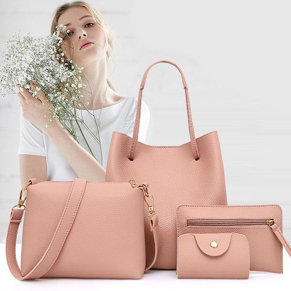 

composite bags messenger ladies crossbody bag handbag leather clutch bags mini wallets purse women shoulder 4pcs/set