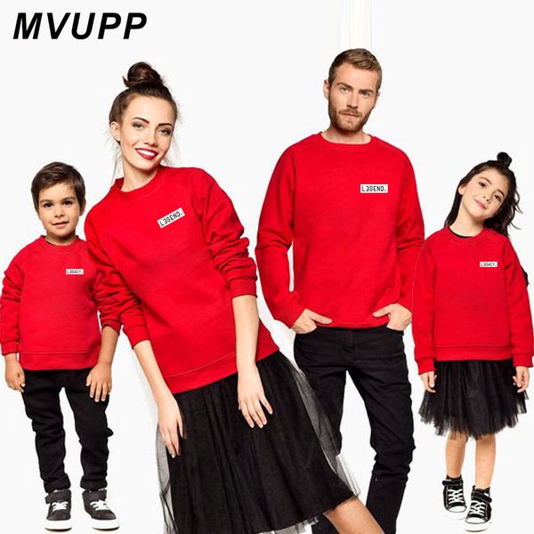 

mvupp mommy and me outfits look fashion family sweatshirt hoodies mother daughter father son matching clothes print streetwear, Blue