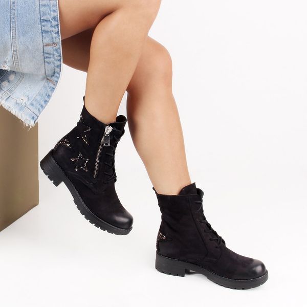 

парус-lakers черный нубук zipper boots женский, Black