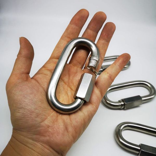 

4pcs 10mm 304 stainless steel m10 chain quick link oval thread carabiner chain connector with screws