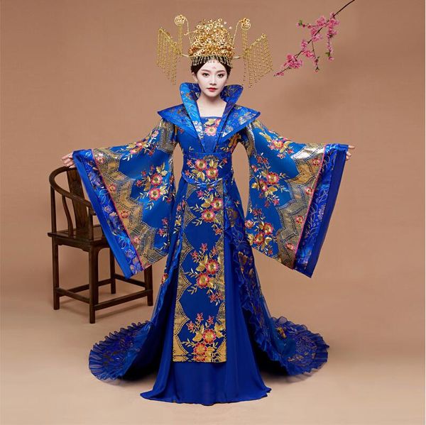 Tang Dynasty Queens Princesses Court Large Sleeves Outfit Performance Antiche donne Han Abiti Concubine imperiali Costume di coda