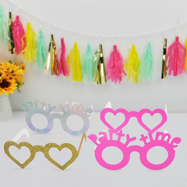 

6pcs/lot paper glasses heart star shaped colorful eyeglasses christmas birthday party eyewear for kids children