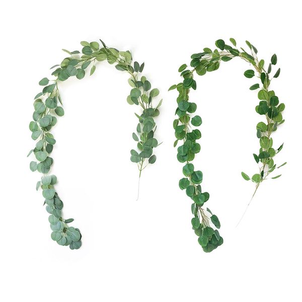 

artificial eucalyptus vines wall decor fake silk eucalyptus rattan greenery ivy wreath wedding decoration artificial plants