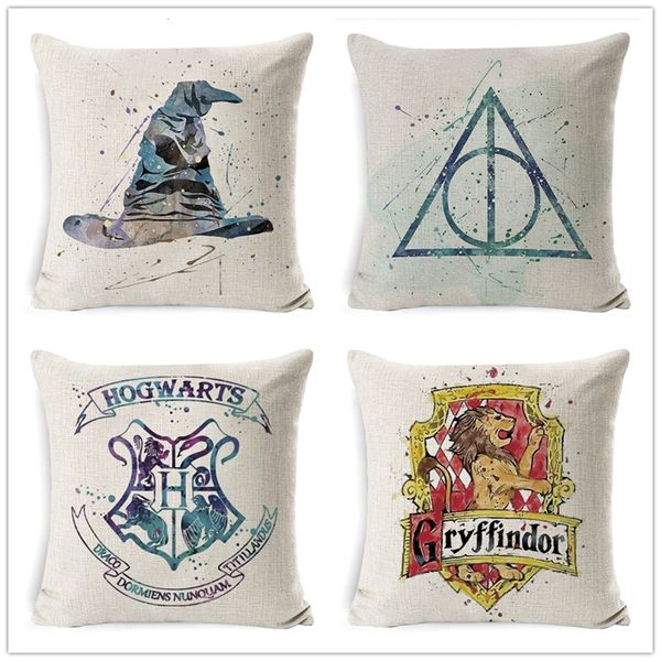 

cartoon characters decorative cotton linen cushion cover 45x45cmhome decor sofa chair soft harry-potter pillowcase cover