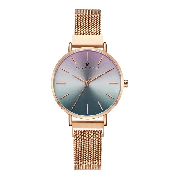 

quartz wristwatches gradation colors dial magnetic steel bands ladies female bracelet watches montre femme, Slivery;brown