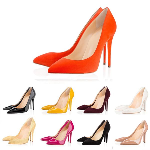 

2020 designer brand women dress shoes red bottom high heels leather customization 8cm 10cm 12cm nude black red pink dress shoe with box