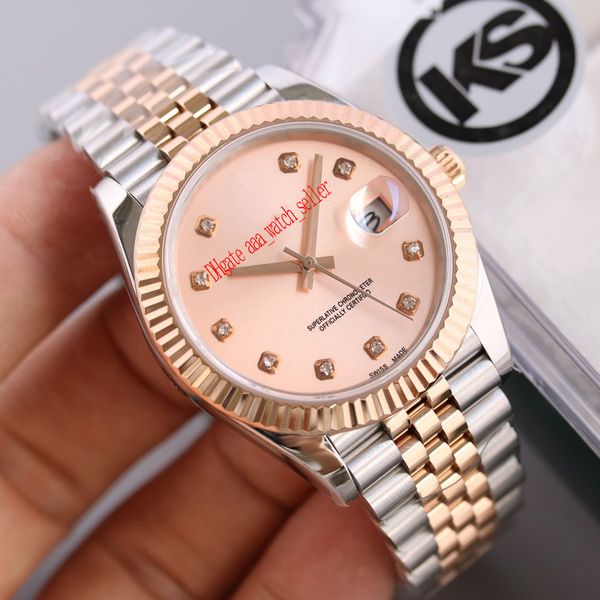 

4 styles new mens fashion watches master 41mm datejust 126331 126333 126334 fluted bezel two tone everose gold&steel 2836 automatic watches, Slivery;brown