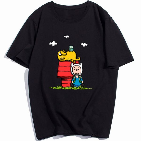 

new cartoon tee shirts adventure time jake finn videogame peanut parody funny anime tshirts boy men clothing shirt, White;black