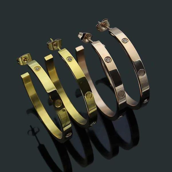 

classic design titanium steel hoops women earrings wedding jewelry women charm earrings silver rose gold stud earrings wholesale, Golden;silver
