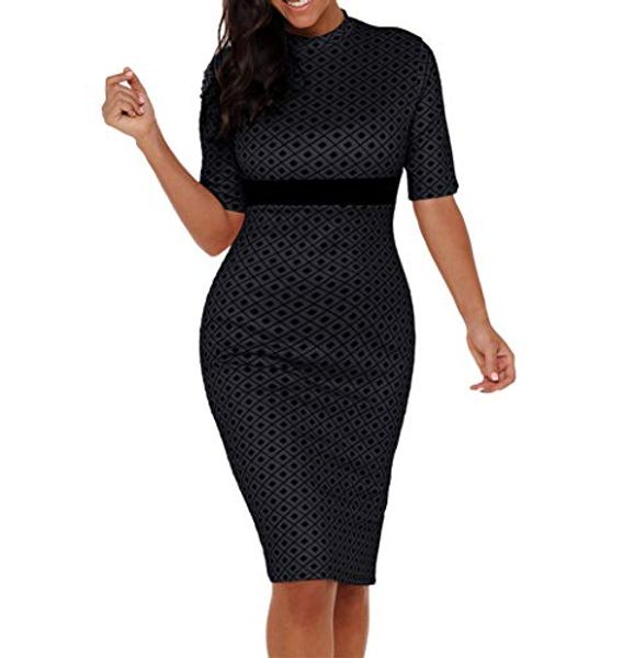 

rui wen женское полу рукава с высокой талией офисное формальное платье bodycon, Black;gray