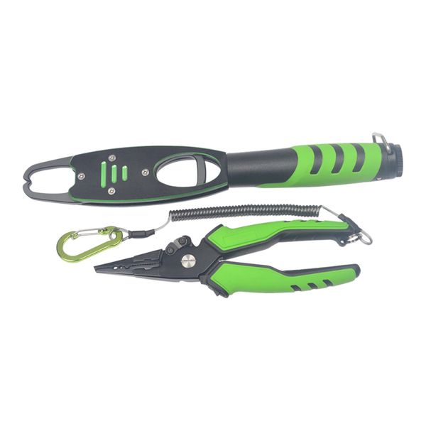 

fishing pliers set multifunctional aluminum alloy fishing lip grip grabber with scale and self-locking hook remover line cutter
