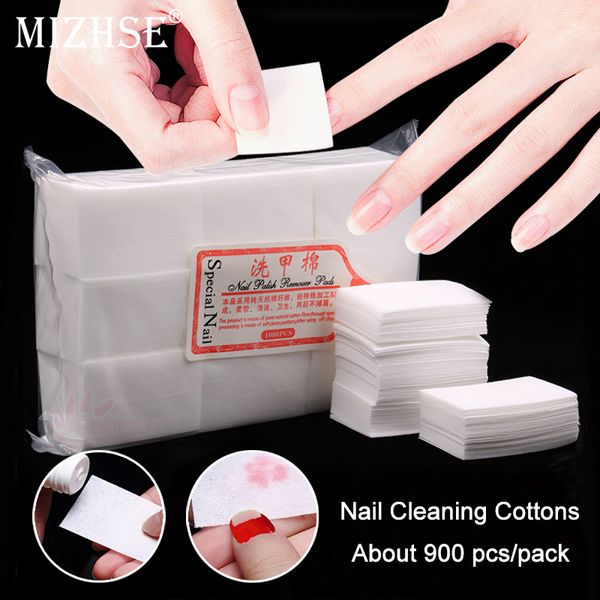 

mizhse 900pcs/bag wipes nail polish remover pads polish removal wraps cotton wipes uv gel tips remover cleaner lint paper