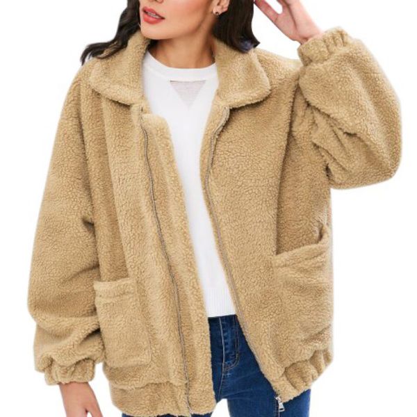 

faux fur warm winter coat plus size women fashion fluffy shaggy cardigan bomber jacket lady coats zipper outwear, Black;brown