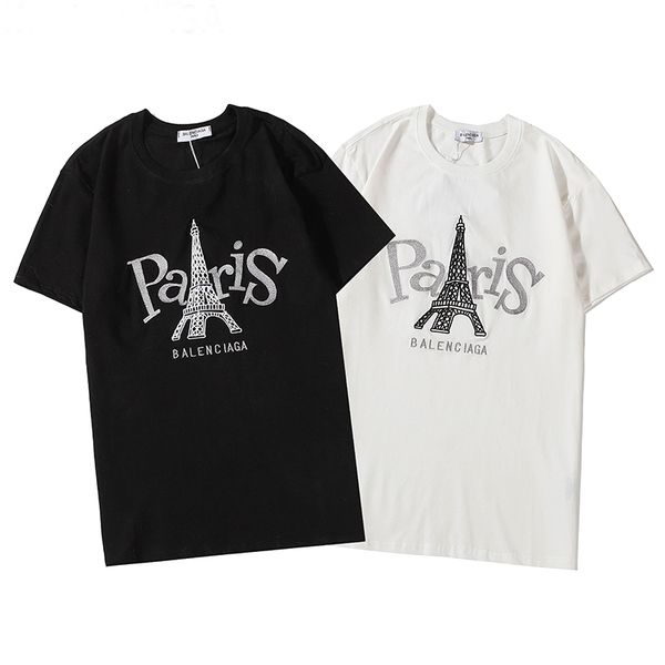 

fashion eiffel tower prtin t-shirts men luxury brand paris tshirt 2020 summer crew neck cotton tees men's designers clothing casual t-s, Black;brown