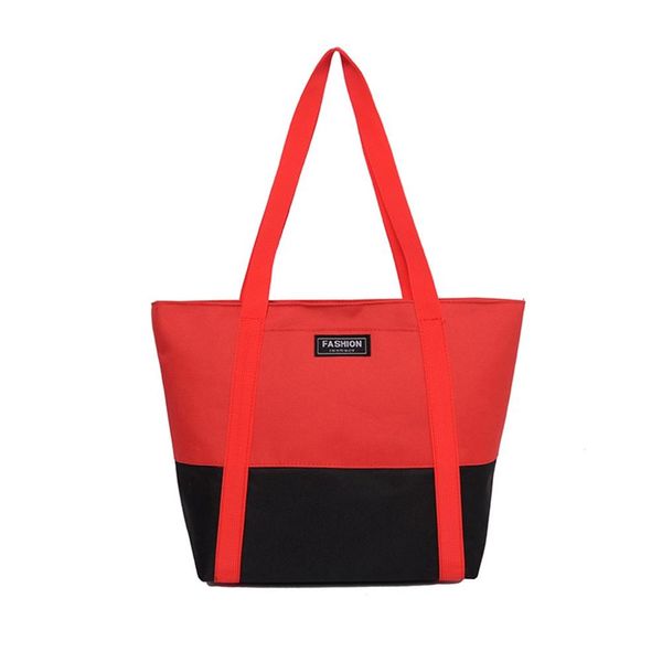 

women fashion canvas mixed color large capacity messenger bag shopping double shoulder tote bag zipper handbag bags/e