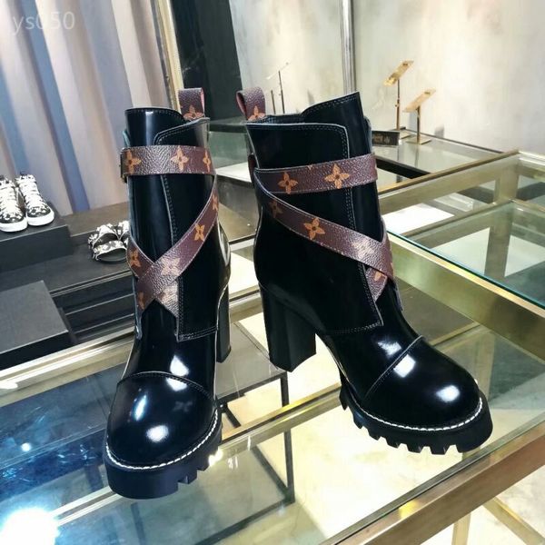 

martin boots women's thick heel autumn and winter new round head zip breathable single boots european and american high-heeled short bo, Black