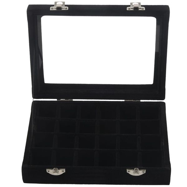 

24 grid display box jewelry storage glass bracelet watch pillow buckle, Pink;blue