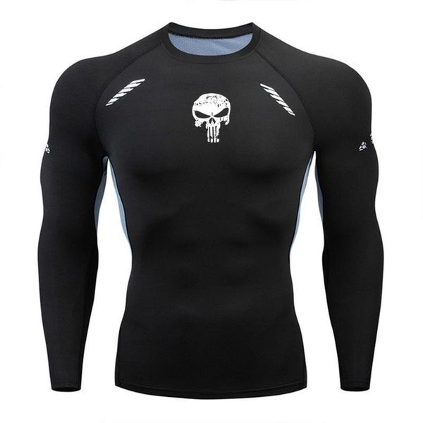 

lead 4xl oversized long sleeve fitness t shirt men skull 3d compression shirt gym mens t-shirt printed mma rashguard tshirt, White;black
