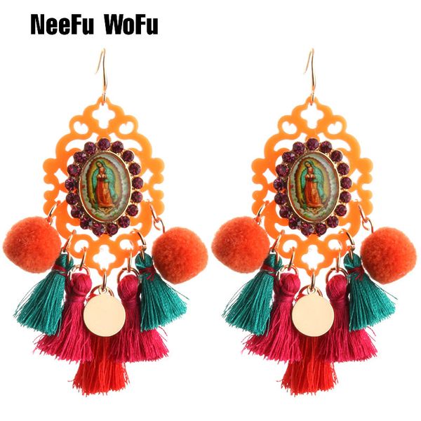 

neefu wofu drop hairball long earrings resin big earring tassel earring large brinco ear oorbellen christmas wholesale, Silver