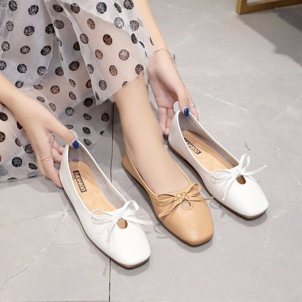 

srping summer solid color woman shoes korean shallow bow womens flats casual relaxation shoes woman 30802, Black