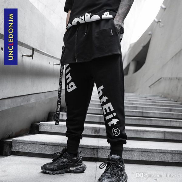 

uncledonjm mens joggers casual pants streetwear men sportswear tracksuit bottoms loose sweatpants trousers track pants k818 t200422, Black