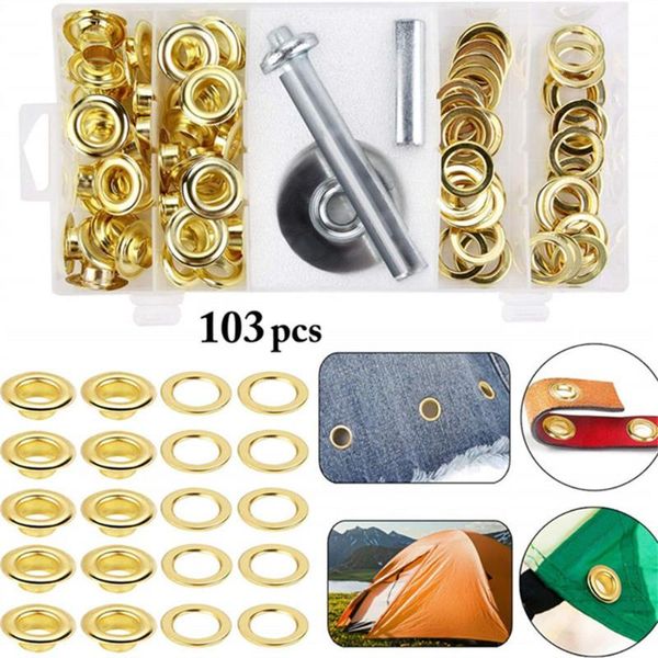 

103pcs durable repair canopy awning spared brass eyelets set diy flag grommets outdoor camping tarp tarpaulin installation tool