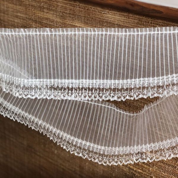 

8cm wide exquisite edge jacquard pleated tulle lace accessories sewing ribbon diy curtain clothing neckline wedding dress decor, Pink;blue