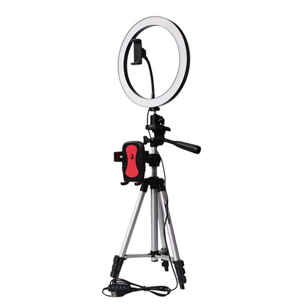 

tripod phone holder clip with led ring light camera pgraphy annular lamp studio ringlight for youtube makeup phone selfie
