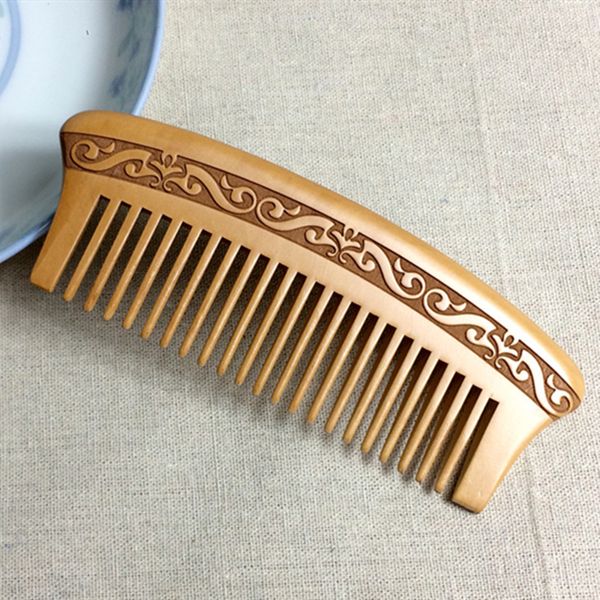 

20pcs/lot Hair Comb Peach Wood Carving Wide Tooth Hair Care Styling Tool Anti Static Low Price fast Delivery Free Shipping